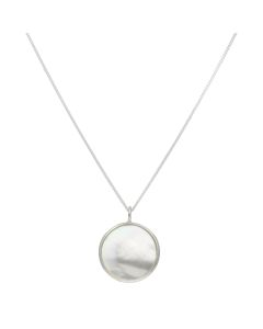 New Sterling Silver Mother Of Pearl Circle Pendant & 18" Chain