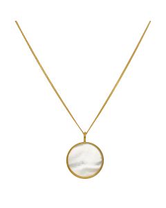 Gold Plated Sterling Silver Mother Of Pearl Circle & 18" Chain