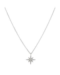 New Sterling Silver Cubic Zirconia Star 16 - 18" Necklace