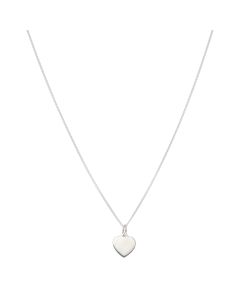 New Sterling Silver Plain Heart Pendant & 18" Chain Necklace