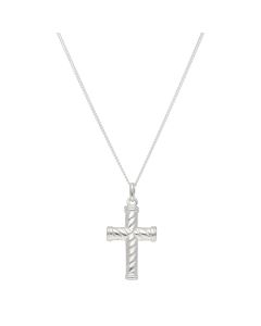 New Sterling Silver Twist Cross & 18" Chain Necklace