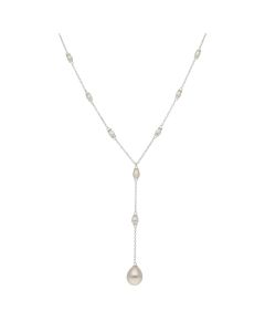 New Sterling Silver Freshwater Cultured Pearl Y Necklace