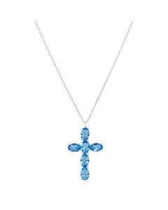 New Sterling Silver Blue Cross Pendant & 17" Chain Necklace