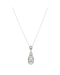 New Sterling Silver Cubic Zirconia Pendant & 18" Chain Necklace