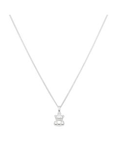 New Sterling Silver Cute Teddy Bear & 14" Chain Necklace