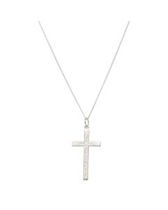 New Sterling Silver Patterned Cross & 20" Chain Necklace