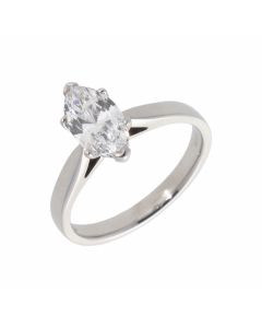 Pre-Owned 18ct Gold 1.01 Carat Marquise Diamond Solitaire Ring