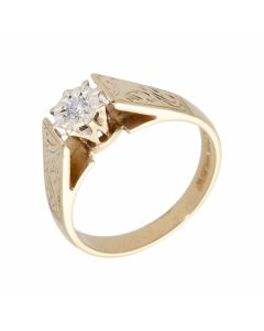 Pre-Owned 9ct Gold Vintage Style Illusion Diamond Solitaire Ring