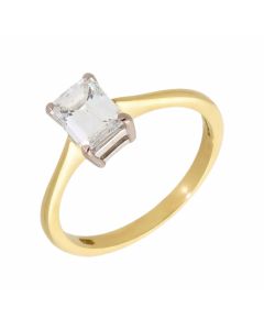 Pre-Owned 18ct Gold 0.96ct Emerald Cut Diamond Solitaire Ring