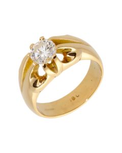 Pre-Owned 18ct Gold Gents 0.96ct Diamond Solitaire Signet Ring