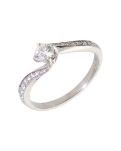 Pre-Owned 18ct Gold Diamond Solitaire & Shoulders Twist Ring