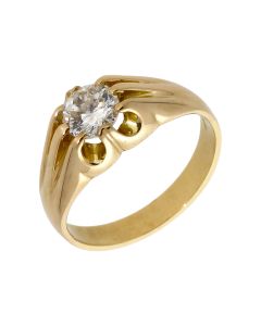 Pre-Owned 18ct Gold 0.92ct Diamond Solitaire Style Signet Ring