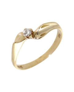 Pre-Owned 9ct Yellow Gold Diamond Solitaire Twist Ring