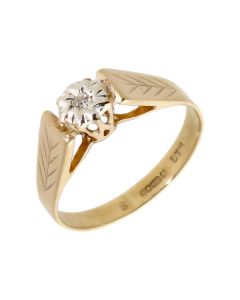 Pre-Owned 9ct Yellow Gold Vintage Style Diamond Solitaire Ring