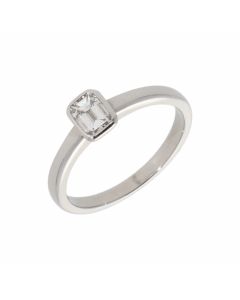 Pre-Owned Platinum 0.50 Carat Emerald Cut Diamond Solitaire Ring