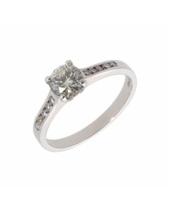 Pre-Owned 18ct White Gold Diamond Solitaire & Shoulder Ring