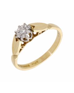Pre-Owned 18ct Yellow Gold Illusion Set Diamond Solitaire Ring
