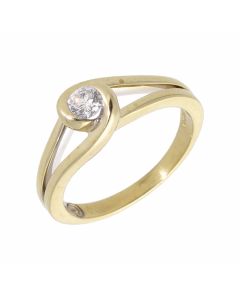 Pre-Owned 9ct Gold 0.13 Carat Diamond Solitaire Twist Ring