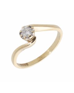 Pre-Owned 9ct Gold 0.10 Carat Diamond Solitaire Twist Ring