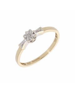 Pre-Owned 9ct Gold Illusion Set Diamond Solitaire Ring