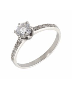 Pre-Owned 14ct Gold 0.60 Carat Diamond Solitaire & Shoulder Ring