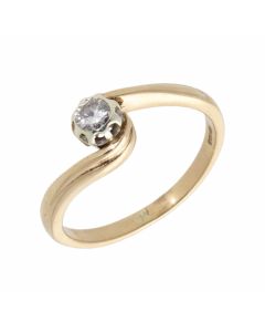Pre-Owned 9ct Gold 0.12 Carat Diamond Solitaire Twist Ring