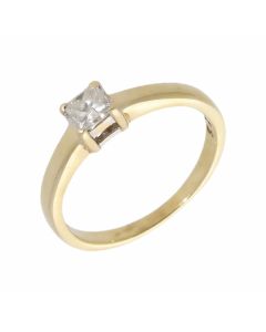 Pre-Owned 9ct Gold 0.25ct Princess Cut Diamond Solitaire Ring