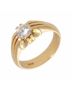 Pre-Owned 18ct Gold 0.88ct Gents Diamond Solitaire Signet Ring
