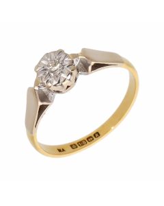 Pre-Owned 18ct Gold Illusion Set Vintage Diamond Solitaire Ring