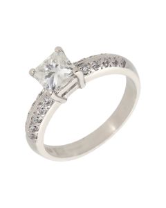 Pre-Owned 14ct White Gold Princess Cut Diamond Solitaire Ring
