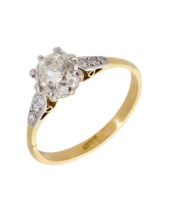 Pre-Owned Vintage 1.67ct Cushion Old Cut Diamond Solitaire Ring
