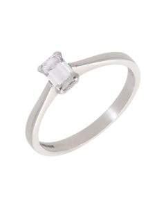 Pre-Owned 18ct Gold 0.50ct Emerald Cut Diamond Solitaire Ring