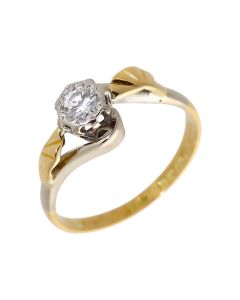 Pre-Owned Vintage 18ct Gold & Platinum Diamond Solitaire Ring