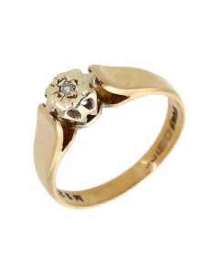 Pre-Owned Vintage 9ct Gold Illusion Set Diamond Solitaire Ring