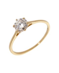 Pre-Owned 9ct Yellow Gold Moissanite Solitaire Ring
