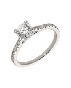 Pre-Owned Platinum 0.70ct GIA Diamond Solitaire & Shoulders Ring