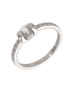 Pre-Owned 18ct Gold 0.35ct Diamond Solitaire & Shoulders Ring