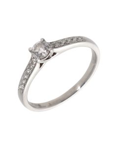 Pre-Owned 18ct Gold 0.38ct Diamond Solitaire & Shoulders Ring