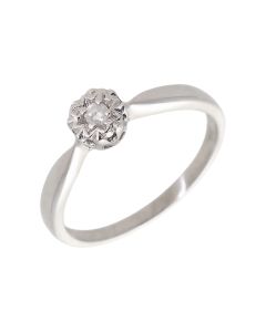 Pre-Owned 9ct White Gold Illusion Set Diamond Solitaire Ring