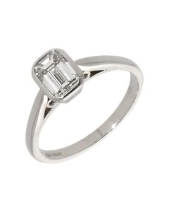 Pre-Owned Platinum 1.03ct Emerald Cut Diamond Solitaire Ring