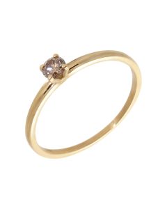 Pre-Owned 9ct Gold 0.26 Carat Champagne Diamond Solitaire Ring