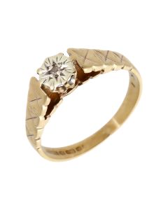 Pre-Owned 9ct Gold Vintage Illusion Set Diamond Solitaire Ring