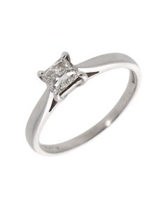 Pre-Owned 18ct Gold 0.52ct Princess Cut Diamond Solitaire Ring