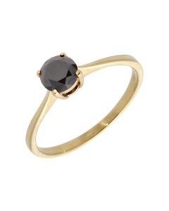 Pre-Owned 9ct Yellow Gold Black Diamond Solitaire Ring