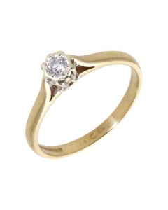 Pre-Owned 9ct Gold Illusion Set 0.10ct Diamond Solitaire Ring