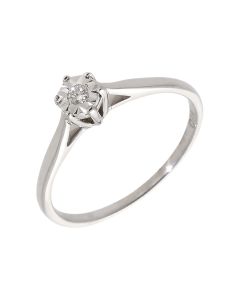 Pre-Owned 9ct White Gold Illusion Set Diamond Solitaire Ring