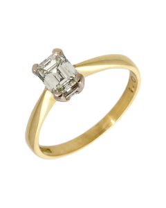 Pre-Owned 18ct Gold 1.01ct Emerald Cut Diamond Solitaire Ring
