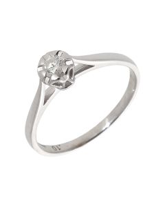 Pre-Owned 9ct White Gold 0.10 Carat Diamond Solitaire Ring