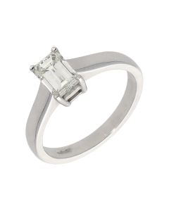 Pre-Owned 18ct Gold 1.02ct Emerald Cut Diamond Solitaire Ring
