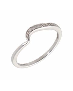 Pre-Owned 9ct White Gold Diamond Set Wave Dress Ring